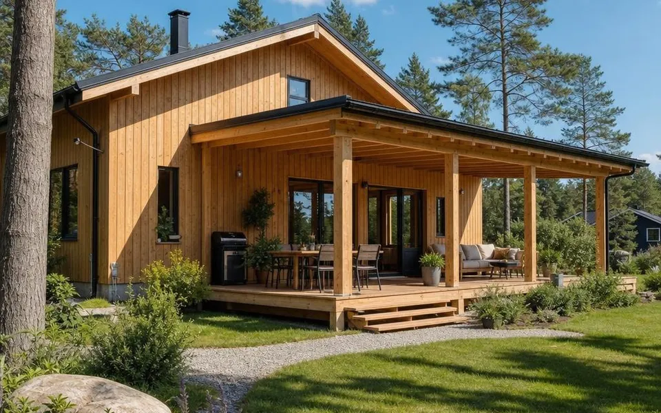 Fertigholzhaus 2026 im skandinavischen Stil mit heller Holzfassade – Preise pro Quadratmeter Fertigholzhaus 2026 im skandinavischen Stil mit heller Holzfassade – Preise pro Quadratmeter